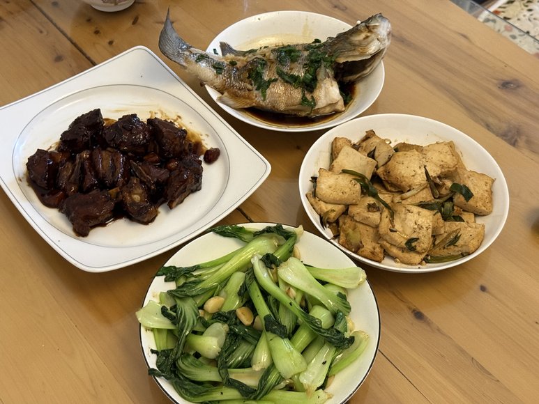 A table of home-cooked dishes